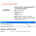 thumbnail image 2 of Front Skid Plate - Compatible with 2017 - 2018 Hyundai Santa Fe, 2 of 2