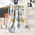 thumbnail image 2 of Fall Pumpkins Leaves Pattern Blanket,Comfortable Soft Lamb Wool Throw Blanket,All Season,Warm Lightweight Blankets for Sofa Bed Couch Living Room Chair,40"x50", 2 of 4