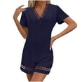 thumbnail image 7 of Lopecy-Sta Two Piece Sets for Women Gift for Girlfriend Women V-Neck Splicing Short-Sleeved Solid Color Shorts Suit, 7 of 7