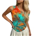 thumbnail image 6 of NTACZA off the Shoulder Summer Tops Asymmetrical Neck Tropical Palm Leaf Print Sleeveless Casual Tank Tops Party Slim Tank Tops for Women, 6 of 6