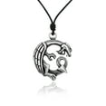 thumbnail image 1 of Unique Dragon Ouroboros Silver Pewter Charm Necklace Pendant Jewelry With Cotton Cord, 1 of 1