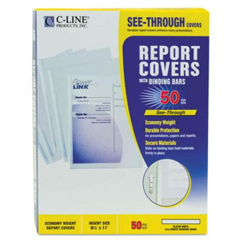 1PKCLine Report Covers with Binding Bars, Economy Vinyl, Clear, 8 1/2