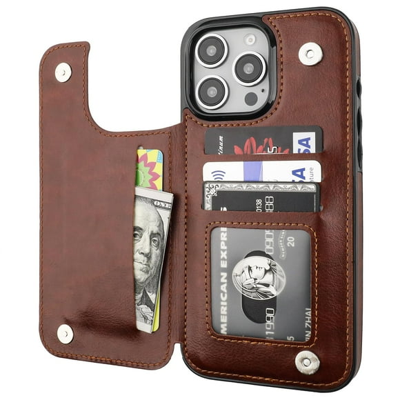 Funda tipo cartera Onetop compatible con iPhone 16 Pro Max, color marrón