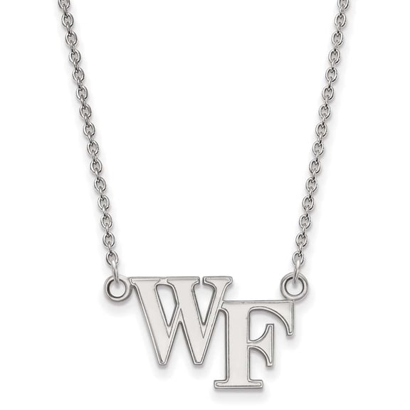 10k White Gold LogoArt Wake Forest University W-F Small Pendant 18 inch Necklace Q1W009WFU-18