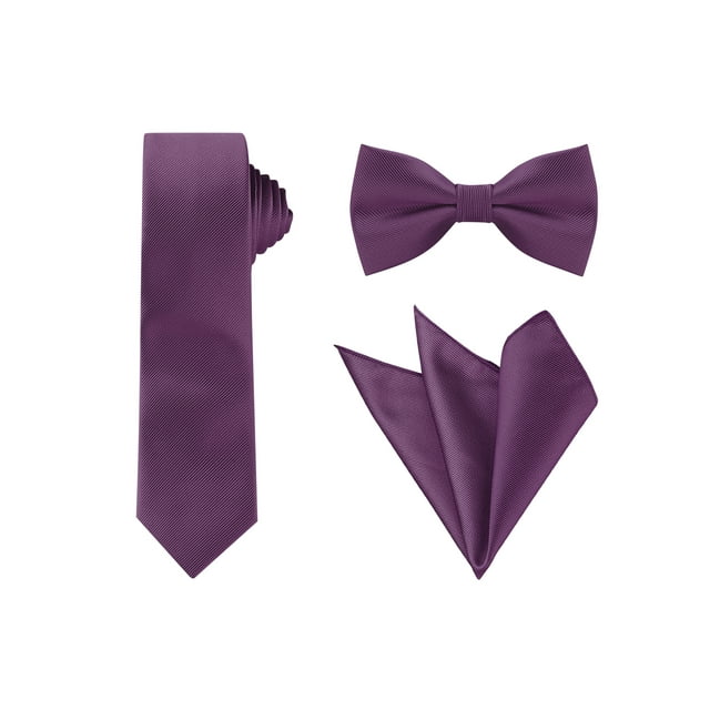 Conjunto de corbata de hombre de color sólido preatado y pañuelo de bolsillo INSPIRE CHIC para el Día del Padre, corbatas para bodas y negocios, color púrpura oscuro, talla única
