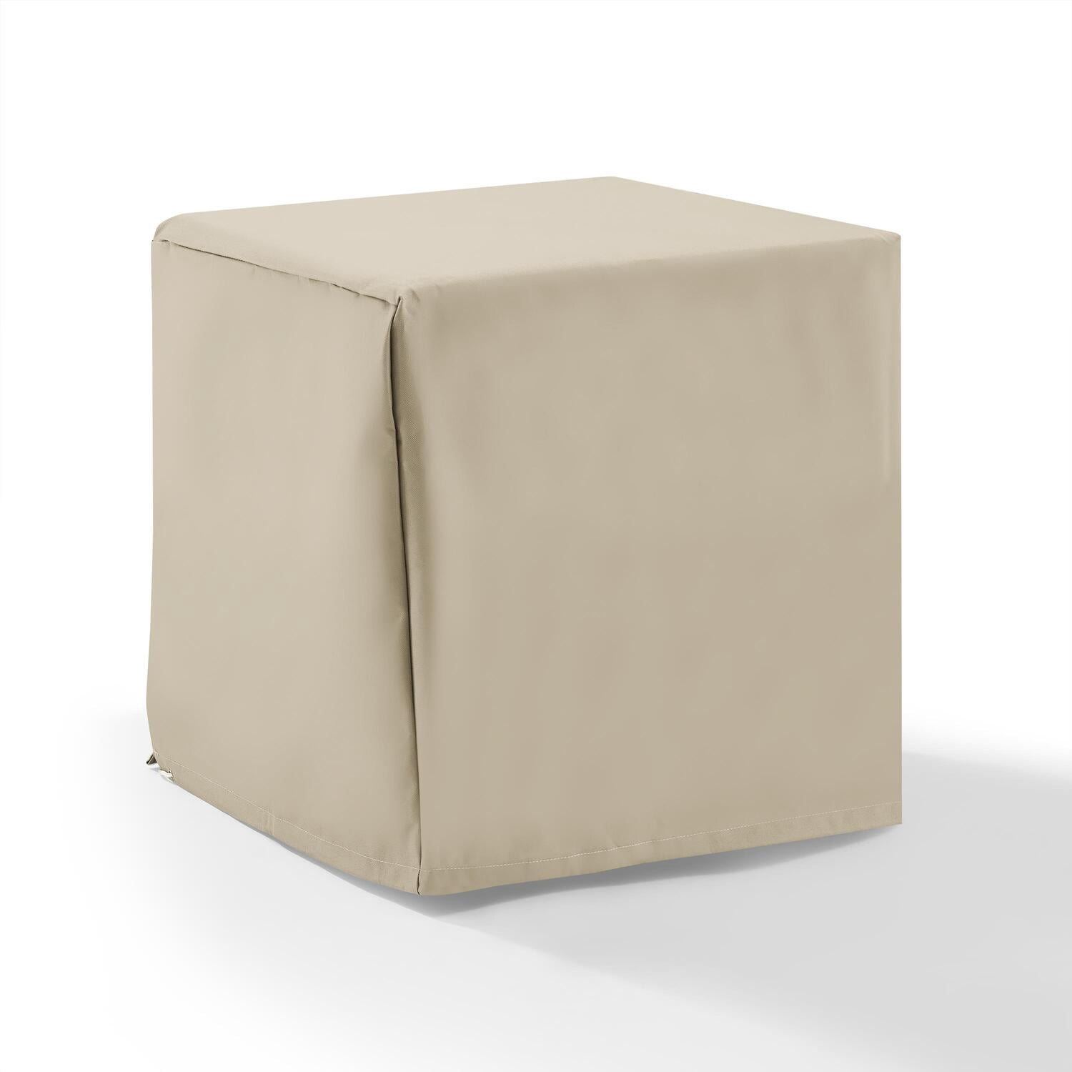 Outdoor End Table Cover - Waterproof Vinyl Patio Furniture Protector - Washable, Tan - 21" x 21"