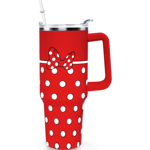 Cartoon Castle Tumbler 40 Oz With Lid and Straw Stainless Steel Insulated with Handle Blue Firework Travel Coffee Mug - Birthday,Christmas Gift