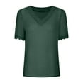 thumbnail image 5 of Female V Neck Lace T-Shirt Solid Color Solid Short Sleeve Blouse Elegant Summer Tops Plus Size 13XL, 5 of 5