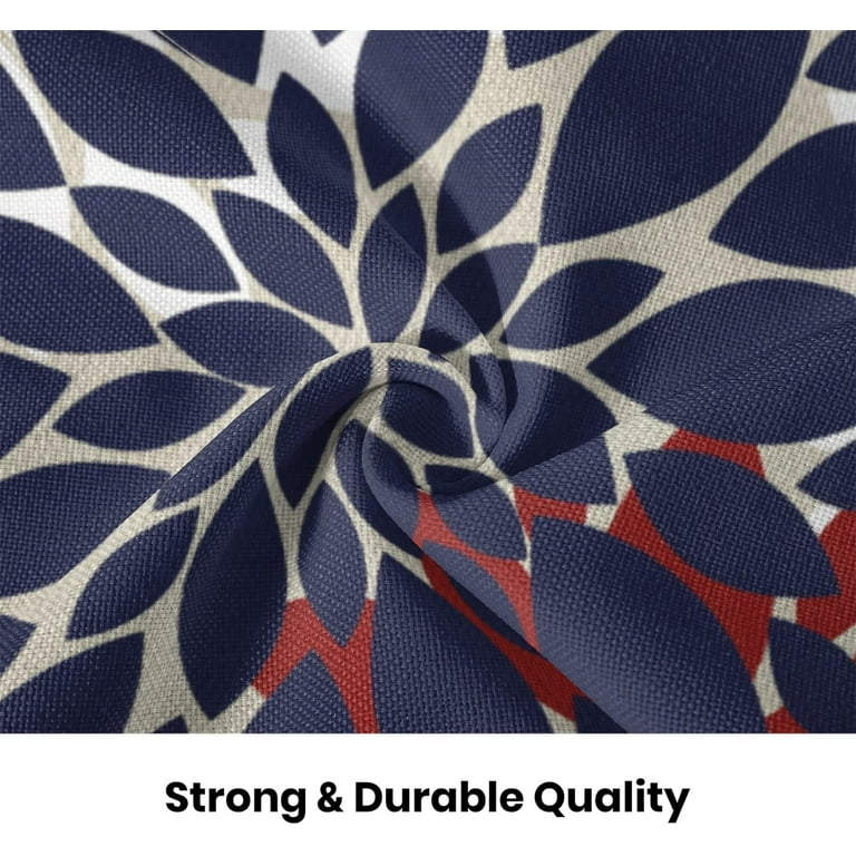 Doitely Set Of 2 Floral Pillow Covers 12x20 Inch – Red Navy Blue Grey Dahlia, Linen Blend, Zipper