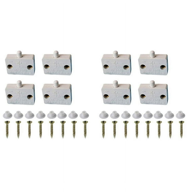 Interruptor de Puerta de Gabinete de 8 Piezas, Cajones de Interruptor de Lámpara de Gabinete Que Se Abren En la Puerta Cerrada Aplicable Una 12V 24V 110V Blanco