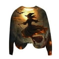 thumbnail image 4 of Lcziwo Halloween Witch Tshirts Women Long Sleeve Round Neck Loose Sweatshirts Printed Horror Movie Basic Pullover Casual Fall Winter 2025 Tops Multicolor,XXL, 4 of 5