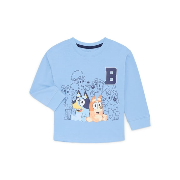 Bluey Toddler Holiday Long Sleeve Crewneck Tee, Sizes 12M-5T