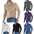 thumbnail image 4 of Mens Bottoming V Neck Shirt Warm Knitted Sweater Strickpullover Zip Tops Blouse, 4 of 7