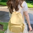 thumbnail image 5 of HUISZJ Nylon School Backpack, Women Multi-Pocket Backpack, Adjustable Shoulder Strap Daypack for Travel School Work (Yellow), 5 of 8