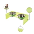 thumbnail image 5 of THE LICKER STORE Keaton 7.5" Medium/Large Modern Acrylic Rectangular Elevated Pet Feeder with 54oz 2-Stainless Steel Bowls, Green/Chrome, DBL2001G, 5 of 7