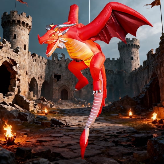 Joyfy 5ft Halloween Inflatable Flying Dragon,Red Hanging Flying Dragon Inflatable Halloween Blow Up Yard Decorations Outside Decorations