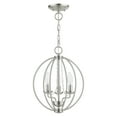 thumbnail image 6 of 40913-91 Livex Lighting Arabella - 3 Light Globe Convertible Mini Chandelier In Shabby Chic Style-15.5 Inches Tall and 12 Inches Wide-Brushed Nickel, 6 of 13