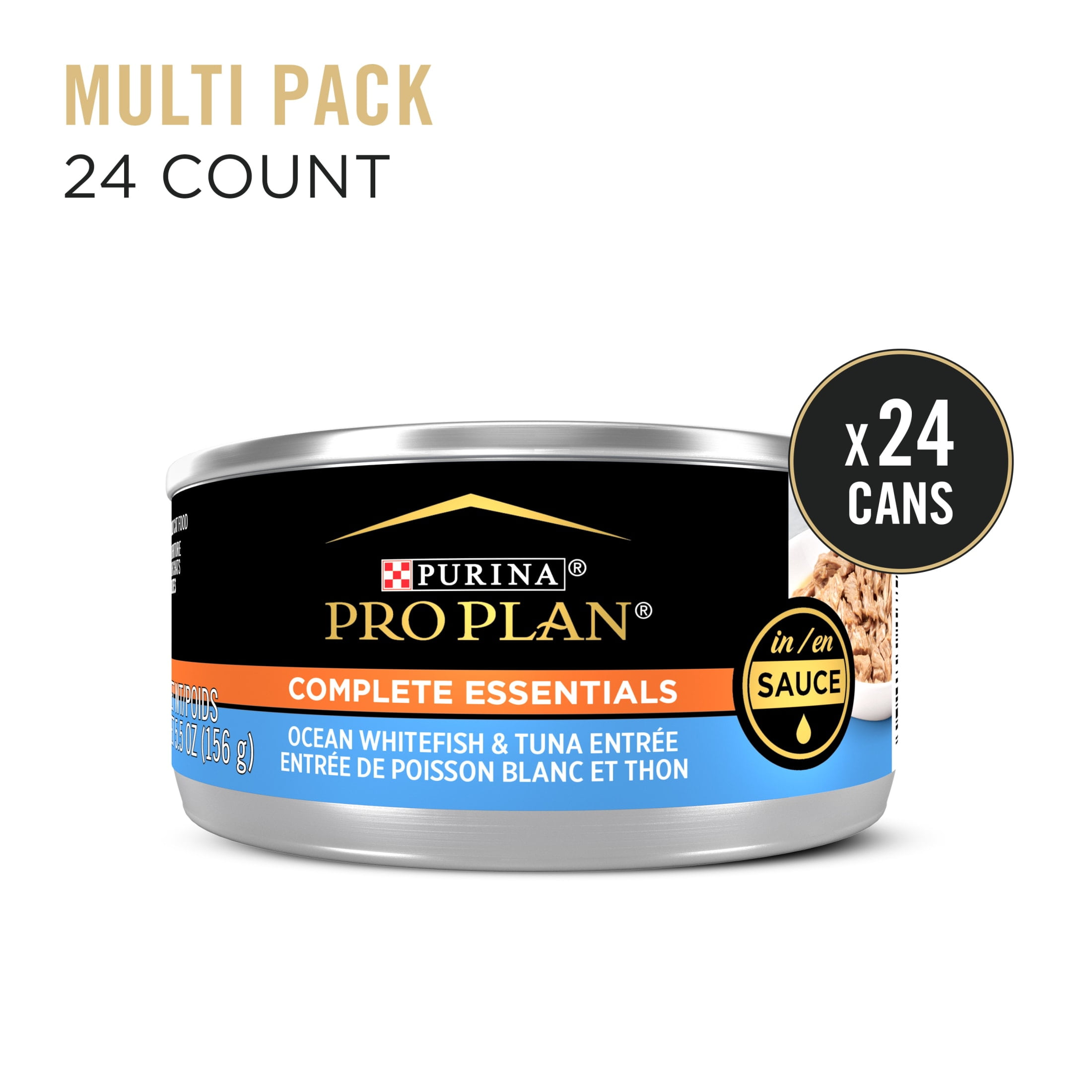 Purina Pro Plan Complete Essentials, Ocean Whitefish, Wet Cat Food, 5.5 oz Cans, 24 Pack