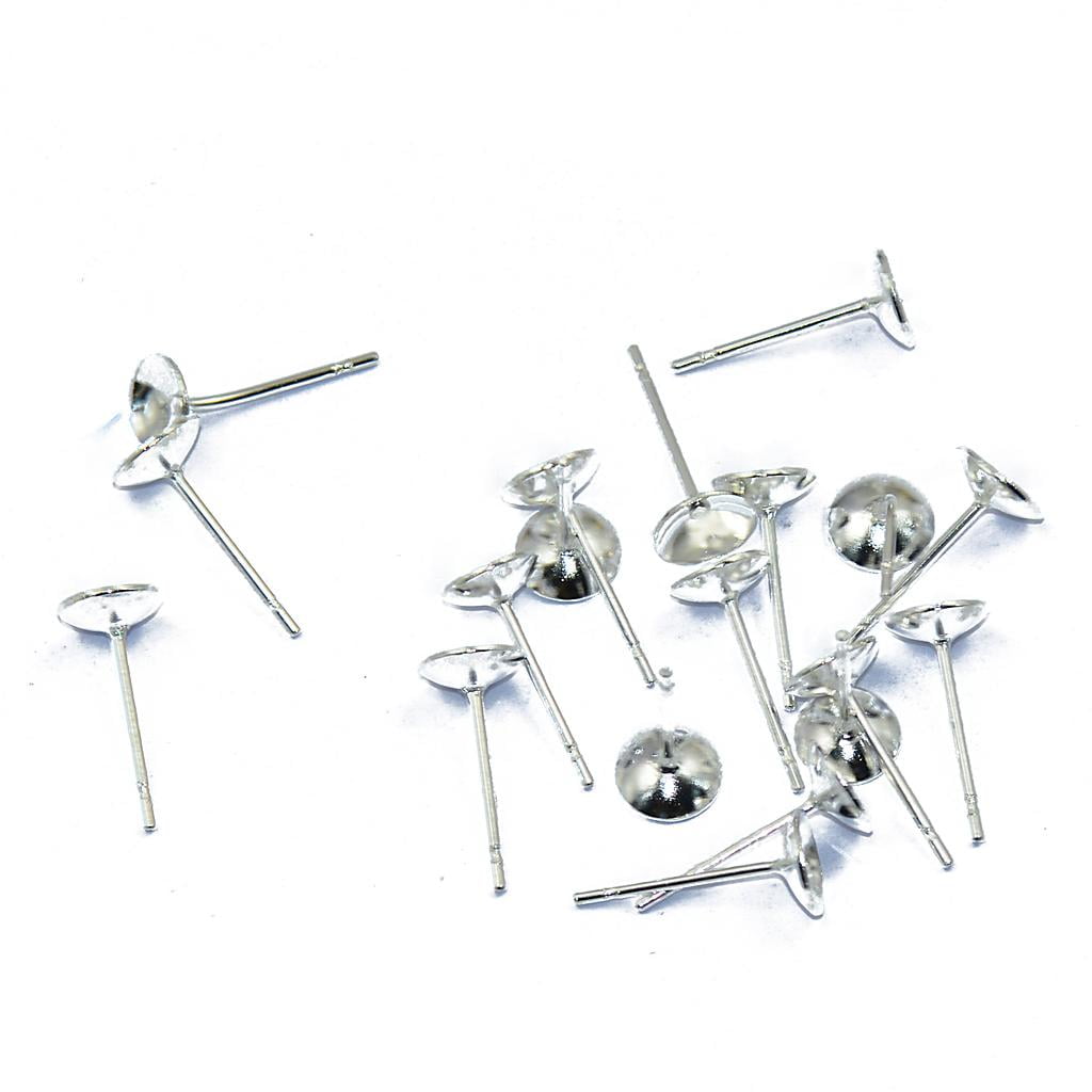 20x Earrings Findings Ear Post Stud Flat Pad and Stoppers DIY Jewellery Gold 