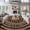 thumbnail image 3 of Brown Ethnic Flower Area Rugs 8'x10', Washable Small Throw Rugs for Living Room Patio, Abstract National Boho Geometric Indoor Outdoor Rug Non-Slip Low Pile Carpet Runner Reversible Floor Mats, 3 of 8
