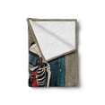 thumbnail image 2 of Gamer Soft Flannel Fleece Blanket, Skeleton Programmer and Hacker in Virtual Reality Eating Fast Food Theme Illustration, Cozy Plush for Indoor and Outdoor Use, 70" x 90", Multicolor, by Ambesonne, 2 of 6