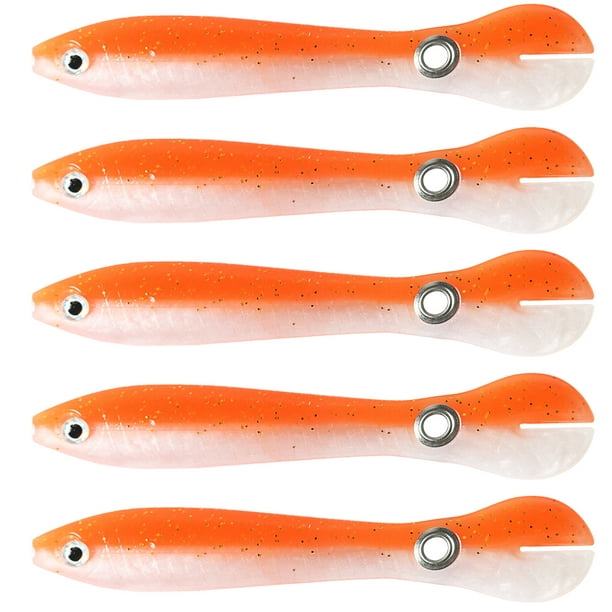 Flyflise 5pcs Loach Lures Fishing Soft Baits Swimming Lures Swimbaits For Saltwater And Freshwater Orange