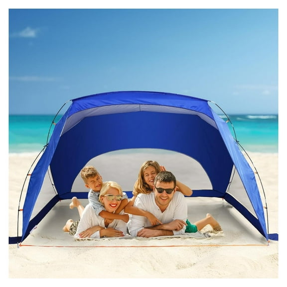 3 Person Beach Tent,UV Sun Shelter Lightweight Beach Sun Shade Canopy for Fishing Hiking Camping Navy Blue