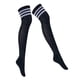 thumbnail image 2 of Calcetines de tubo por encima de la rodilla con rayas para mujer, medias sexis brillantes, calcetines casuales Negro con rayas blancas, 2 of 9