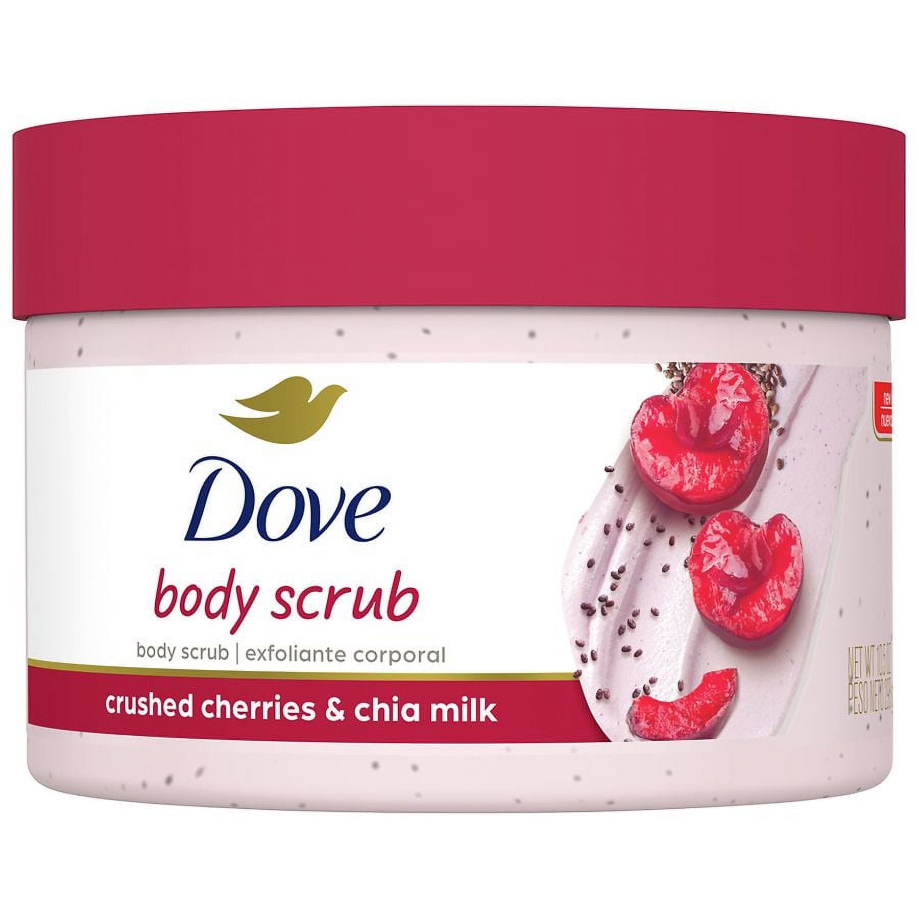 Dove Exfoliating Body Polish, Crushed Cherries & Chia Milk 10.5 oz Pack of 2