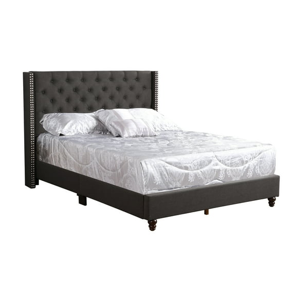Passion Furniture Julie Black Queen Upholstered Panel Bed