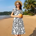 thumbnail image 4 of Naloa Hand Drawn Snake Print Womens Summer A-Line Dress with Pockets,Short Sleeve Dresses,Flowy Beach Swing Dress for Vacation Travel, 4 of 6