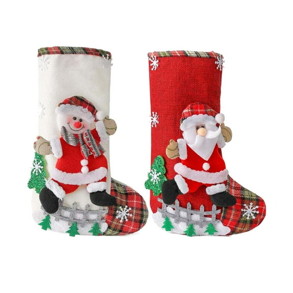 2 PCS Christmas tree hanging decorations candy bag Santa Socks Bag
