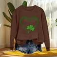 thumbnail image 5 of FDGIU ‌‌‌‌Women's Saint Patrick's Day Sweatshirt - Long Sleeve Green Shamrock Print Crew Neck Pullover, 5 of 6