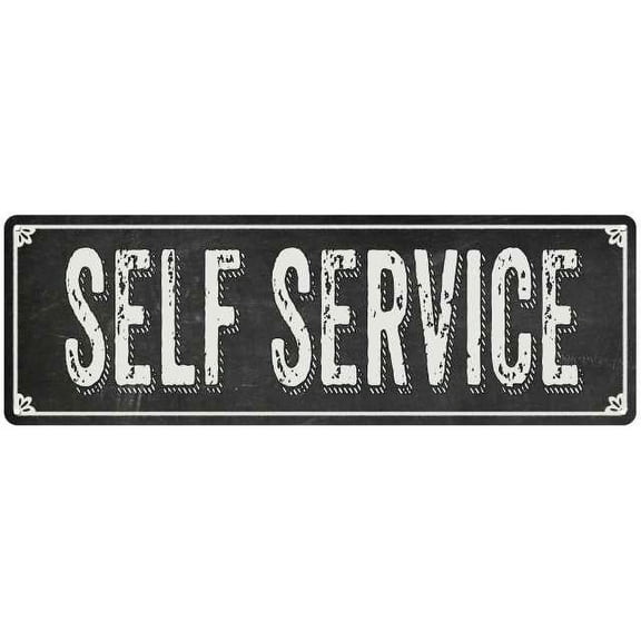 SELF SERVICE Shabby Chic Black Chalkboard Metal Sign 6x18 Decor 106180050036