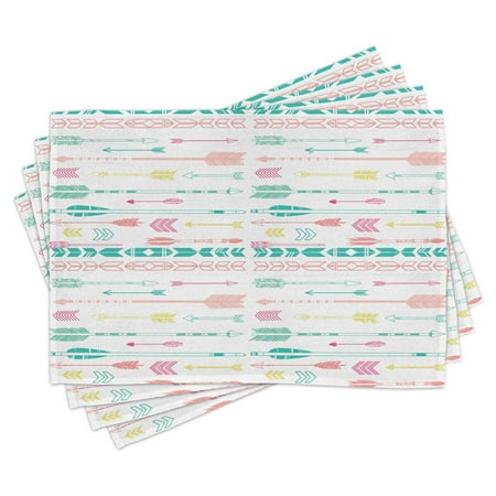 

Doodle Placemats Set of 4 Pastel Colored Ethnic Bohemian Figures Traditional Art Pattern with Modern Design Washable Fabric Place Mats for Dining Room Kitchen Table Decor Multicolor by Ambesonne
