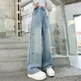 thumbnail image 6 of Teen Girls' Jeans Cute Jeans Girls Straight Leg Wide Leg Denim Jeans High Waisted Girls Jeans Baggy with Pocket Girls Size 11-12 Years Clothes, 6 of 9