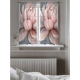 thumbnail image 5 of Pink Flowers Tier Curtains 45 Inch Length,Sheer Curtains for Bedroom Living Room Window Spring Country Pastoral Botanical Floral Small Half Window Kitchen Curtains & Drapes 27.5"x45" 2 Panels, 5 of 6