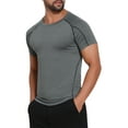 thumbnail image 5 of INSPIRE CHIC Men's Workout Stretch Crew Neck Short Sleeve Sport Running T-Shirts L Gray, 5 of 6