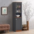 thumbnail image 3 of Hodedah 63" Tall Slim Open Shelf Plus Top Kitchen Pantry in Gray-Oak Wood, 3 of 4