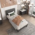 thumbnail image 3 of SYNGAR Twin Size Platform Bed Frame with Faux Leather Upholstered Headboard, Height Adjustable, Modern Elegant Style, Black, 3 of 11