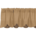 thumbnail image 3 of Natural Navy Tan Rustic & Lodge Kitchen Curtains Burlap Natural Check Rod Pocket Cotton Buttons Cotton Burlap 16x72 Valance, 3 of 3