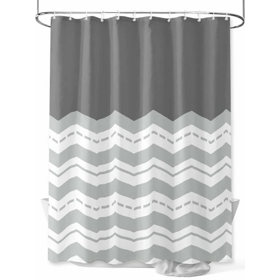 Shower Curtain Waterproof for Bathroom 72x72 Inch, Grey Waves Bath Curtain for Bath Stalls and Tub Chevron Stripe Lines Decorative Shower Curtains with Hooks
