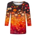 thumbnail image 4 of SnZhen 3/4 Length Sleeve Womens Tops Women's Fashion Printed T-shirt 3/4 Sleeves Blouse Round Neck Casual Tops, 4 of 5