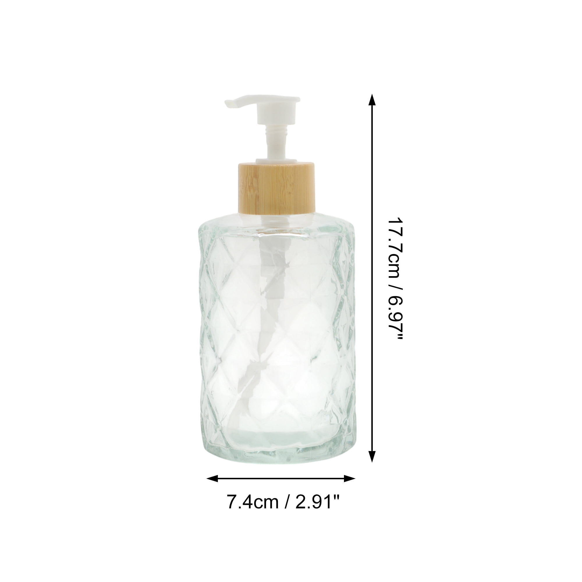 Unique Bargains 1 Pc Round Bottom Diamond Pattern Soap Dispenser 11.16oz Transparent