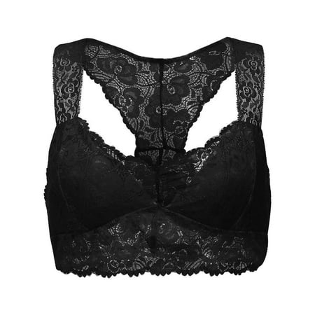 

Qcmgmg Women s Lace Bralette Eyelash Plus Size Bras for Women Support Comfort Wireless Bra