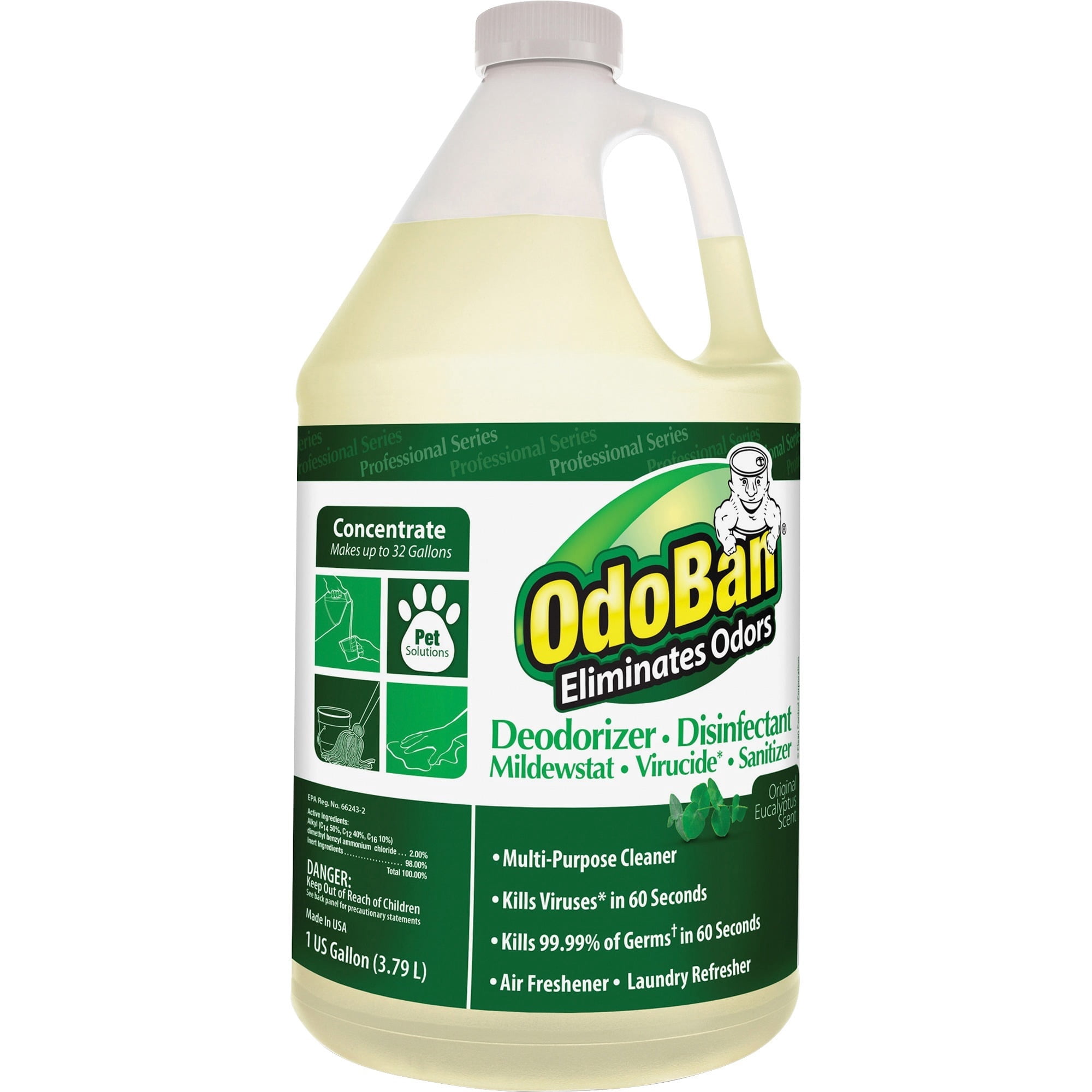 OdoBan Professional Disinfectant Cleaner and Odor Eliminator Concentrate, 1 Gallon, Original Eucalyptus Scent