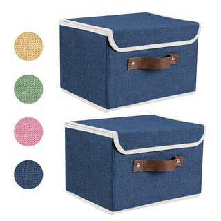 PRANDOM Larger Collapsible Storage Boxes with Lids Fabric Decorative Storage Bins Cubes Organizer Containers Baskets with Handles Divider for Bedroom