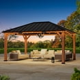 thumbnail image 4 of Modern Shade Tranquil Grove 12'x16’Hardtop Gazebo,Cedar Framed Pavilion with Galvanized Steel Roof,Permanent Patio Metal Gazebo for Outdoor Brown, 4 of 8