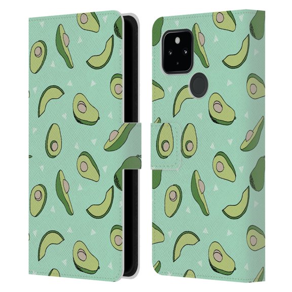 Head Case Designs Officially Licensed Andrea Lauren Design Food Pattern Avocado Leather Book Wallet Case Cover Compatible with Google Pixel 4a 5G