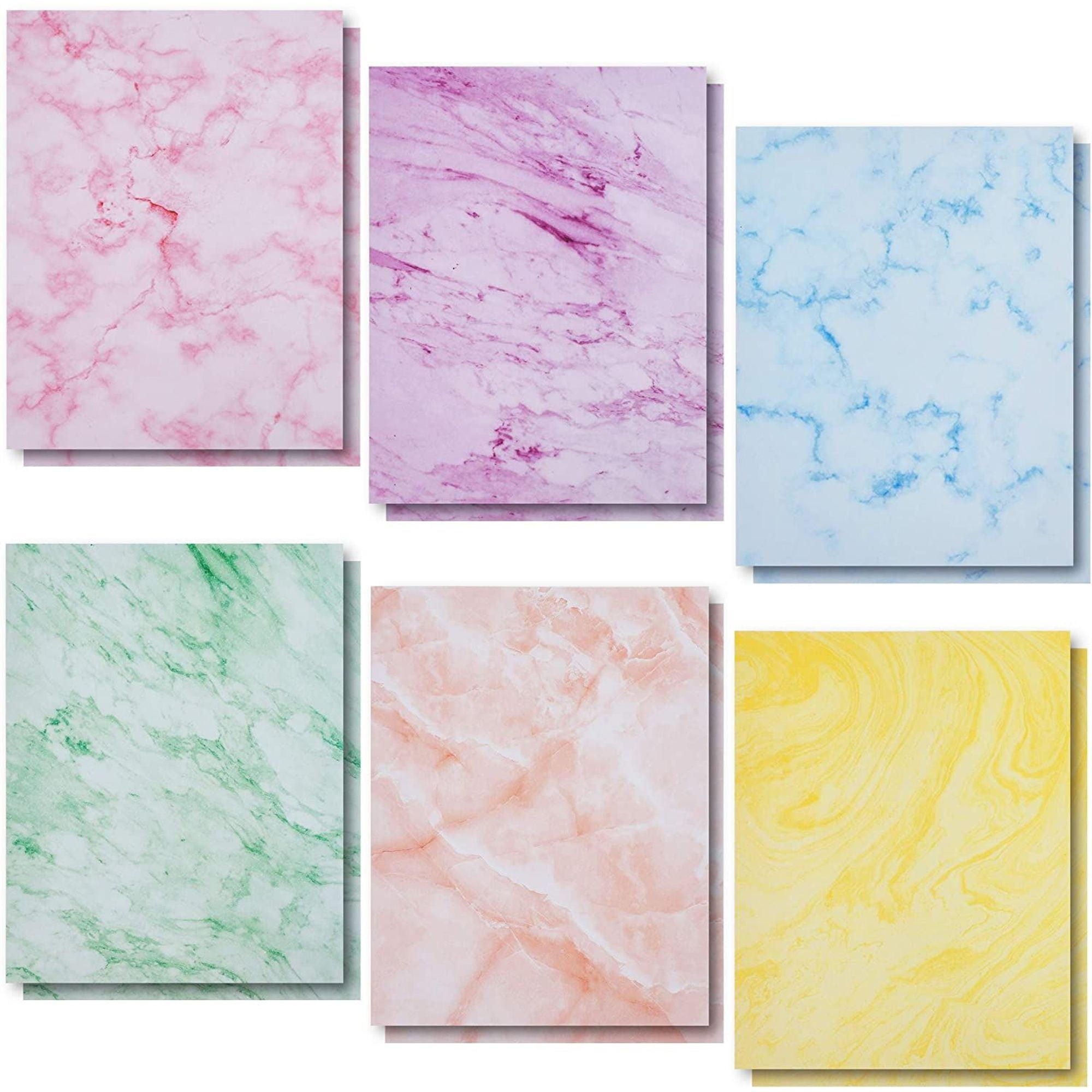 96-Sheet Marble Pattern Stationery Paper in 6 Colors for Invitations